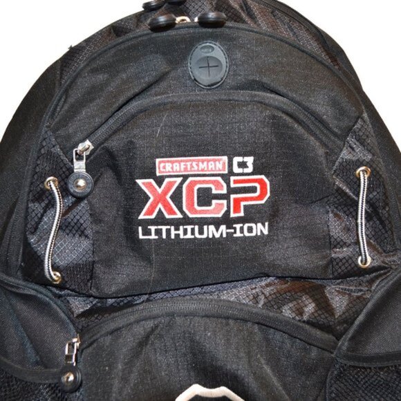 Craftsman Backpack Black Multi Pocket XCP Battery Logo Travel School Camping - Picture 2 of 4